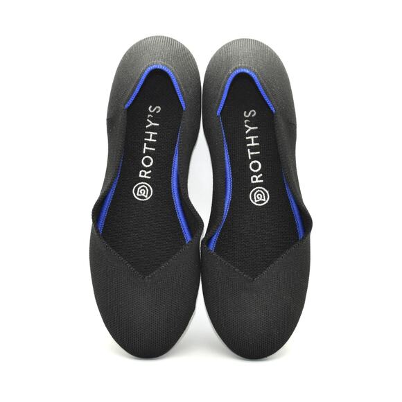 A6 Auth ROTHY'S The Flat Black Round Toe Slip On Ballet Shoes Size US W9 - Picture 1 of 8